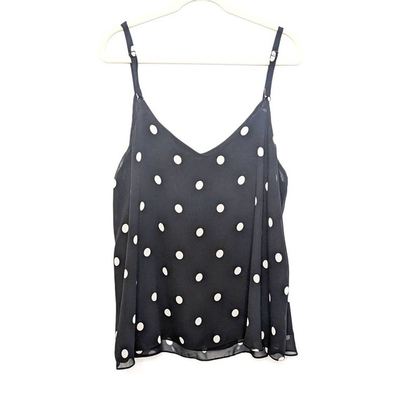 New Torrid Shirt Womens 2X Plus Size Sophie Chiffon Polka Dot Swing Cami Black - Picture 3 of 7